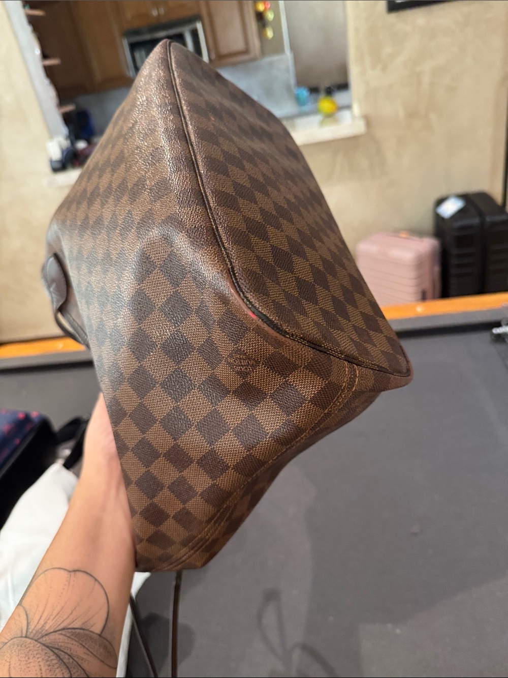Lv Nevwrfull Mm Brown Checkered Tote Bag - Picture 16 of 16